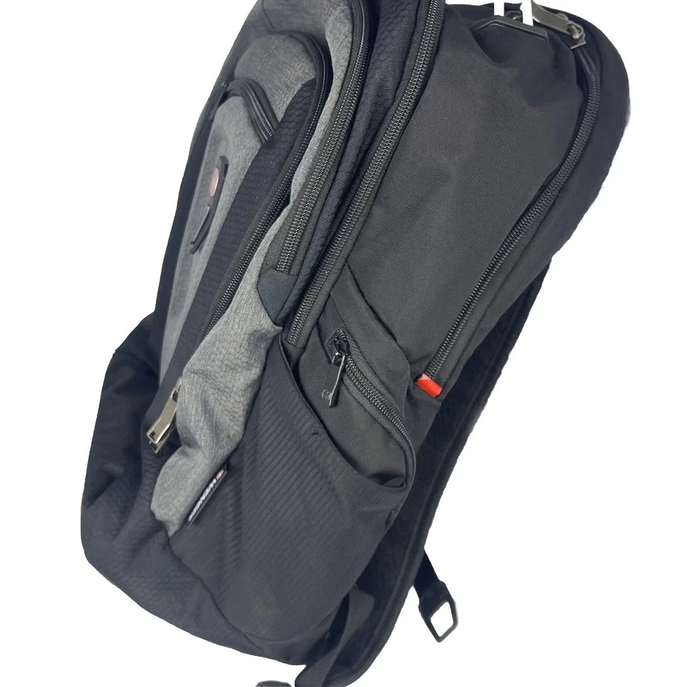 Wenger SwissGear Gray‎ Black Laptop Backpack Travel School Work Bag